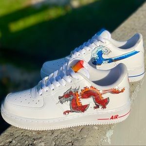 Custom Dragon flame Air Force 1’s